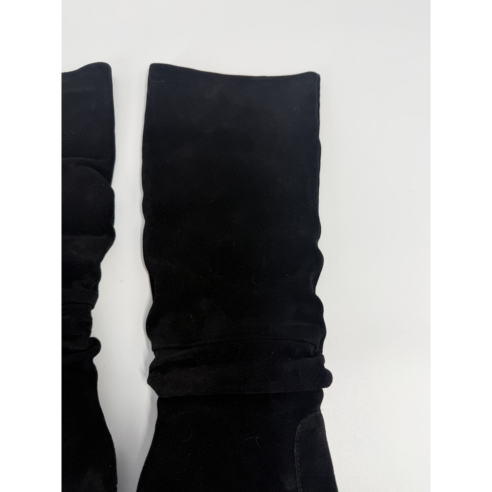 Steve Madden 7M Black Suede Leather Knee High Boots Block Heel Slouchy Moto - Picture 3 of 9